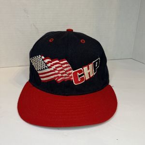 Vintage 90s CHP USA 50 Star Flag Embroidered Trucker Hat Cap SnapBack Trucker